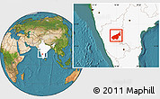 Satellite Location Map of Bellary, highlighted country