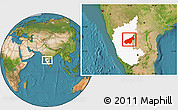 Satellite Location Map of Bellary, highlighted parent region