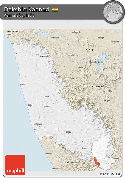 Classic Style 3D Map of Dakshin Kannad
