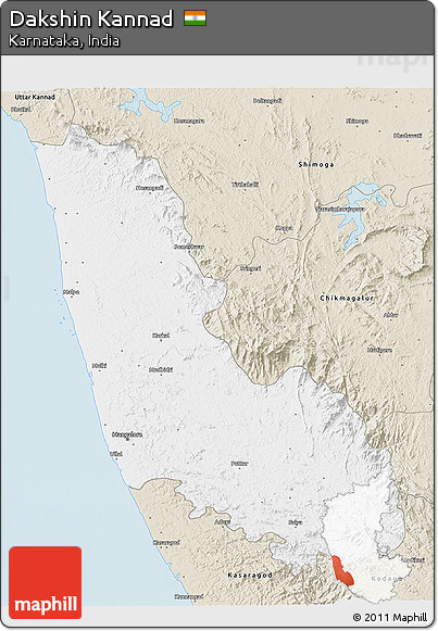 Classic Style 3D Map of Dakshin Kannad