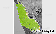 Physical 3D Map of Dakshin Kannad, darken, desaturated