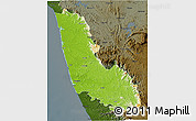 Physical 3D Map of Dakshin Kannad, darken