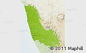 Physical 3D Map of Dakshin Kannad, lighten