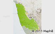 Physical 3D Map of Dakshin Kannad, lighten, semi-desaturated