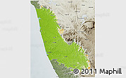 Physical 3D Map of Dakshin Kannad, semi-desaturated
