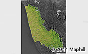 Satellite 3D Map of Dakshin Kannad, darken, desaturated