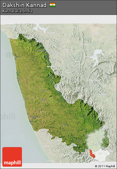 Satellite 3D Map of Dakshin Kannad, lighten