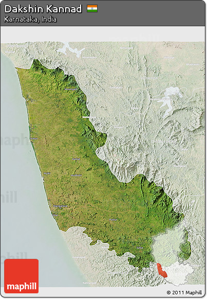 Satellite 3D Map of Dakshin Kannad, lighten