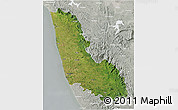 Satellite 3D Map of Dakshin Kannad, lighten, semi-desaturated