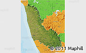 Satellite 3D Map of Dakshin Kannad, political outside