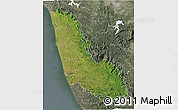 Satellite 3D Map of Dakshin Kannad, semi-desaturated