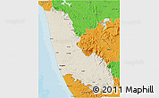 Shaded Relief 3D Map of Dakshin Kannad, political outside