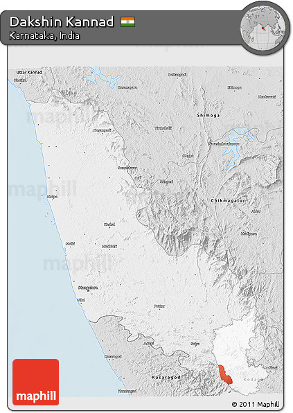 Silver Style 3D Map of Dakshin Kannad