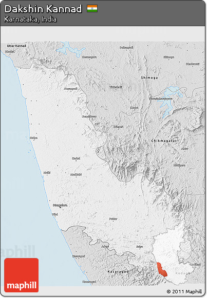 Silver Style 3D Map of Dakshin Kannad