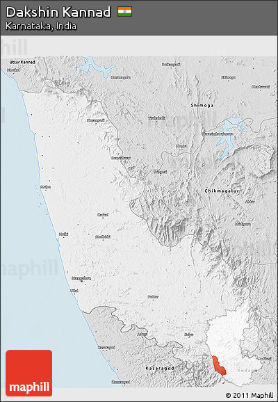 Silver Style 3D Map of Dakshin Kannad