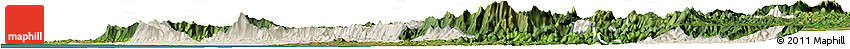 Shaded Relief Horizon Map of Dakshin Kannad, satellite outside