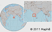 Gray Location Map of Dakshin Kannad, within the entire country, hill shading