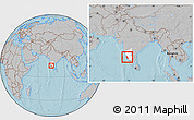 Gray Location Map of Dakshin Kannad, highlighted parent region, within the entire country, hill shading