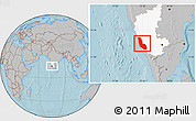 Gray Location Map of Dakshin Kannad, highlighted parent region, hill shading