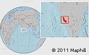 Gray Location Map of Dakshin Kannad, hill shading