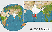 Satellite Location Map of Dakshin Kannad, highlighted country, highlighted parent region, within the entire country