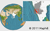 Satellite Location Map of Dakshin Kannad, highlighted country, highlighted parent region