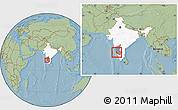 Savanna Style Location Map of Dakshin Kannad, highlighted country, highlighted parent region, within the entire country, hill shading