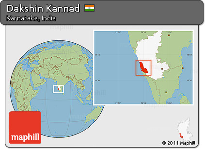 Savanna Style Location Map of Dakshin Kannad, highlighted parent region