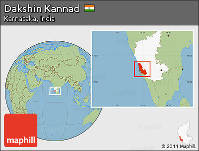 Savanna Style Location Map of Dakshin Kannad, highlighted parent region