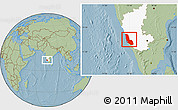 Savanna Style Location Map of Dakshin Kannad, highlighted parent region, hill shading
