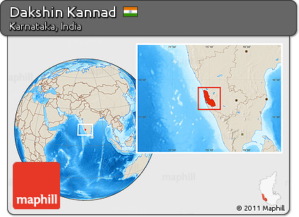 Shaded Relief Location Map of Dakshin Kannad