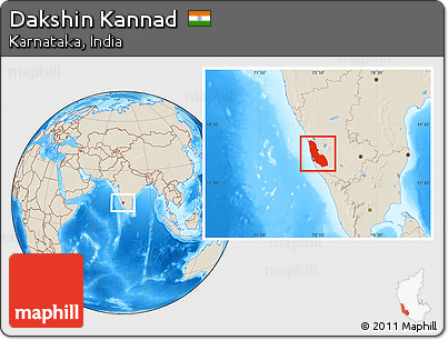 Shaded Relief Location Map of Dakshin Kannad