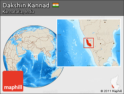Shaded Relief Location Map of Dakshin Kannad