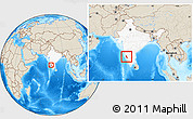 Shaded Relief Location Map of Dakshin Kannad, highlighted country, within the entire country