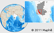 Shaded Relief Location Map of Dakshin Kannad, highlighted country, highlighted parent region