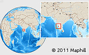 Shaded Relief Location Map of Dakshin Kannad, highlighted parent region, within the entire country