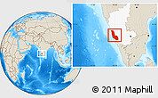 Shaded Relief Location Map of Dakshin Kannad, highlighted parent region
