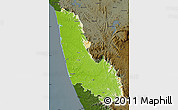 Physical Map of Dakshin Kannad, darken