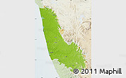 Physical Map of Dakshin Kannad, lighten