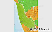 Physical Map of Dakshin Kannad, political outside