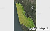 Satellite Map of Dakshin Kannad, darken, semi-desaturated