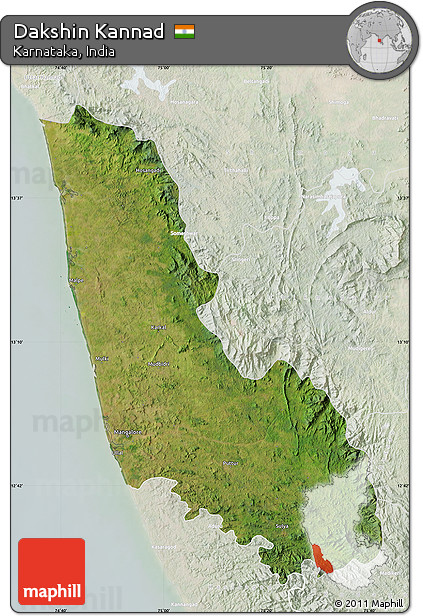 Satellite Map of Dakshin Kannad, lighten