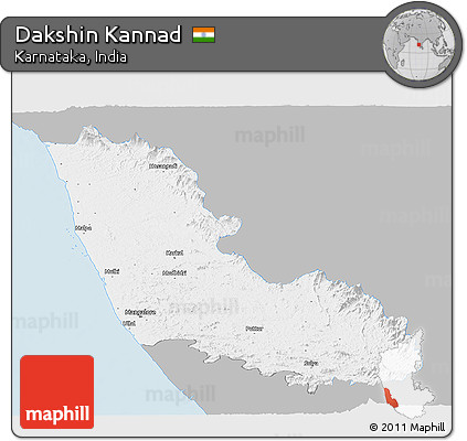 Gray Panoramic Map of Dakshin Kannad, single color outside