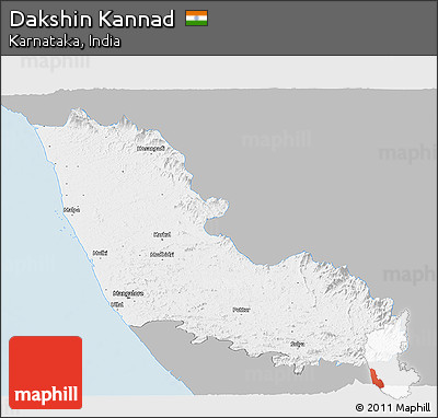 Gray Panoramic Map of Dakshin Kannad, single color outside