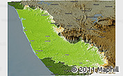 Physical Panoramic Map of Dakshin Kannad, darken