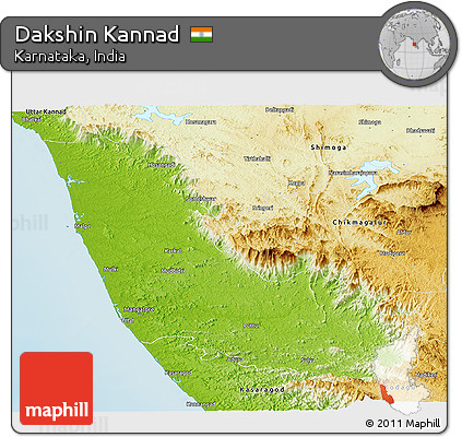 Physical Panoramic Map of Dakshin Kannad