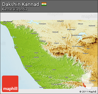 Physical Panoramic Map of Dakshin Kannad