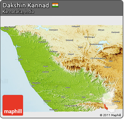 Physical Panoramic Map of Dakshin Kannad