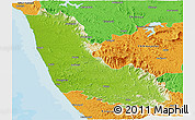Physical Panoramic Map of Dakshin Kannad, political outside