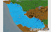Political Panoramic Map of Dakshin Kannad, darken